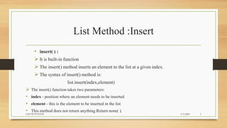 Data type list_methods_in_python | PPT