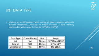 Data types in C | PPTX | Programming Languages | Computing