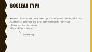 Data types IN JAVA | PPTX | Programming Languages | Computing
