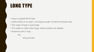 Data types IN JAVA | PPTX | Programming Languages | Computing