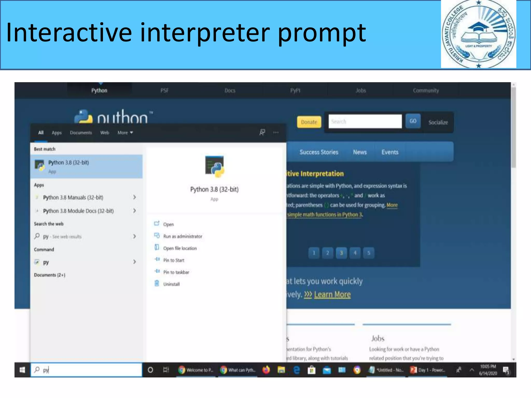 Interactive interpreter prompt
 