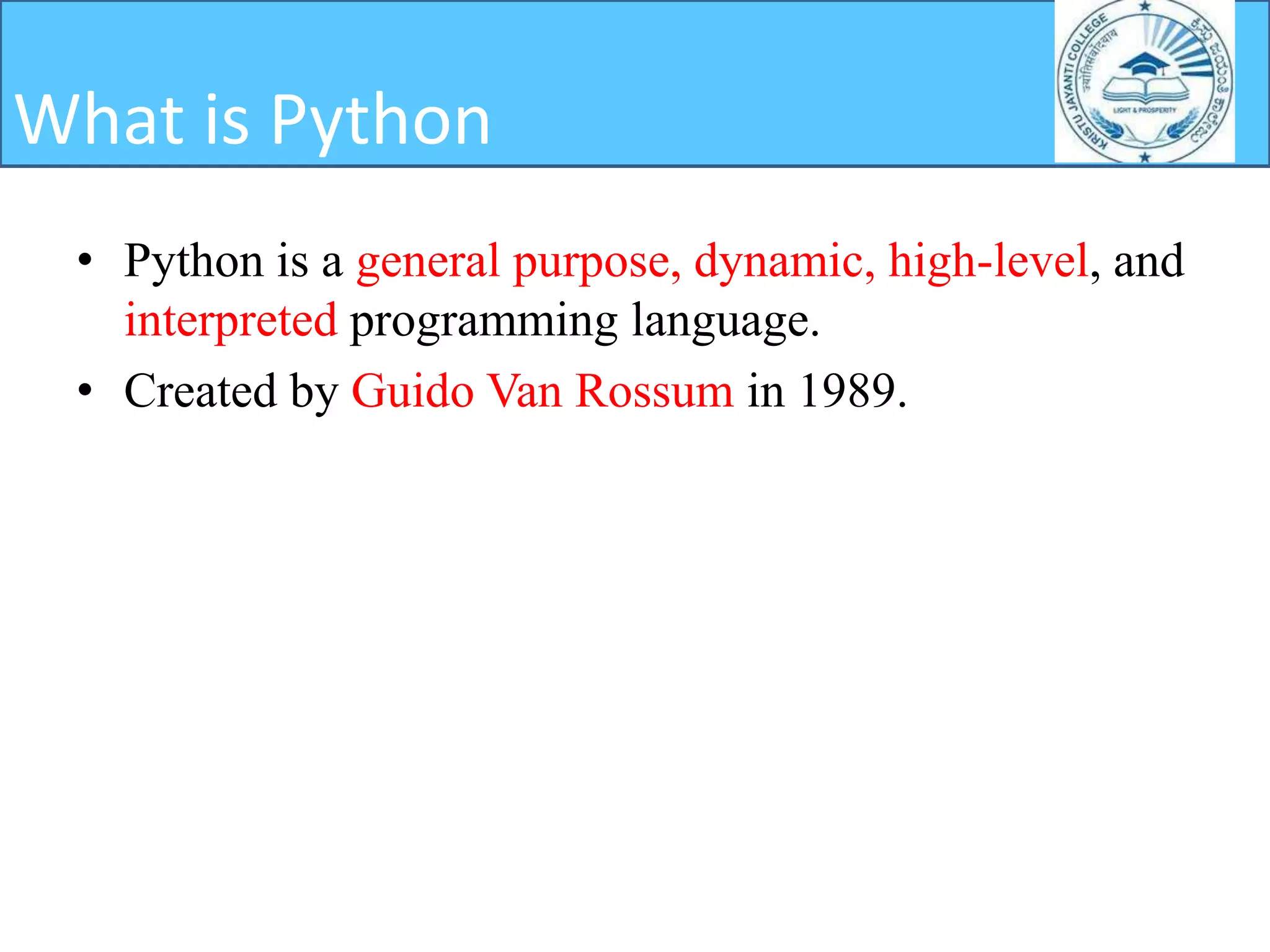 Introduction to python | PPTX