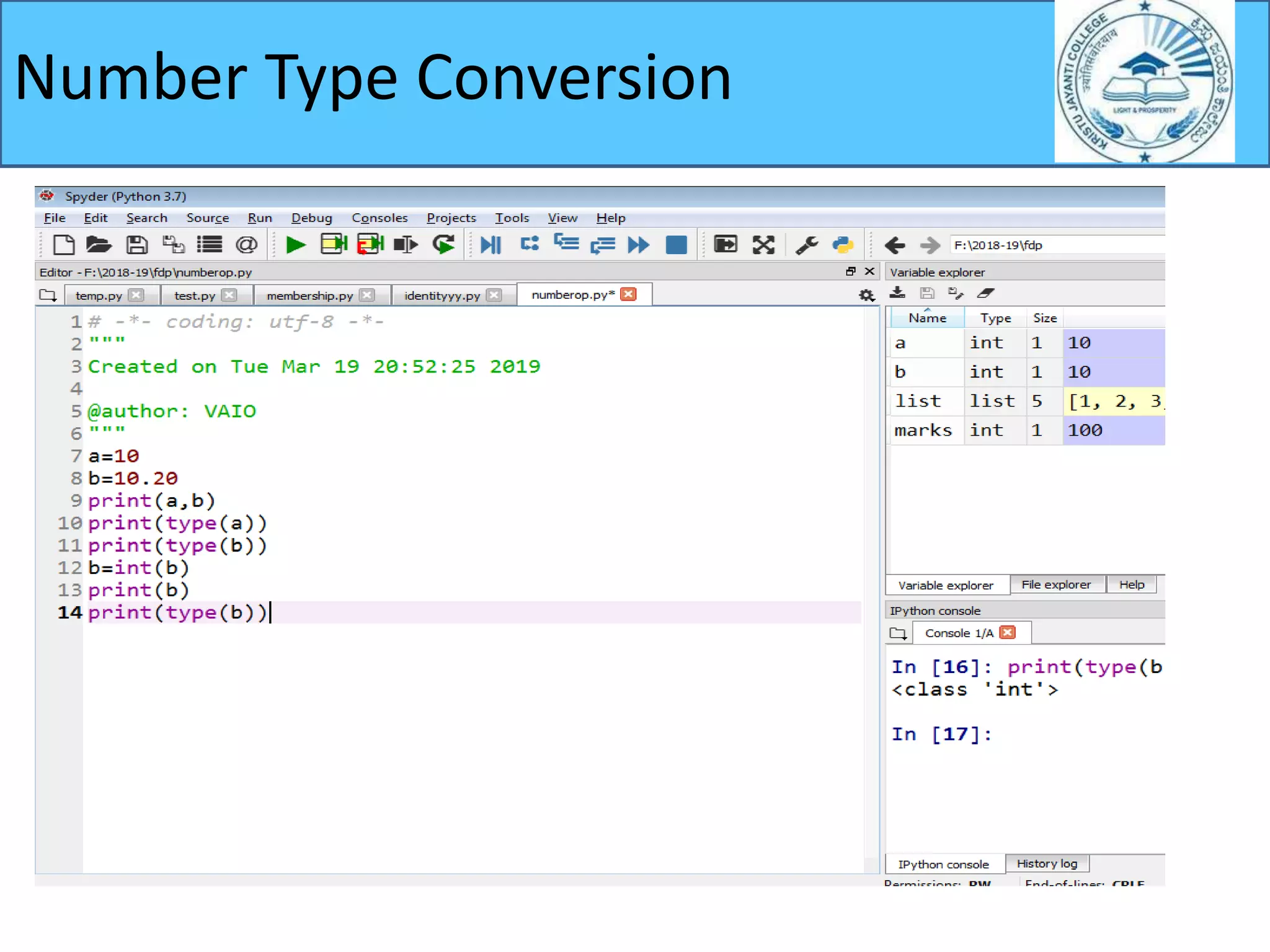 Number Type Conversion
 