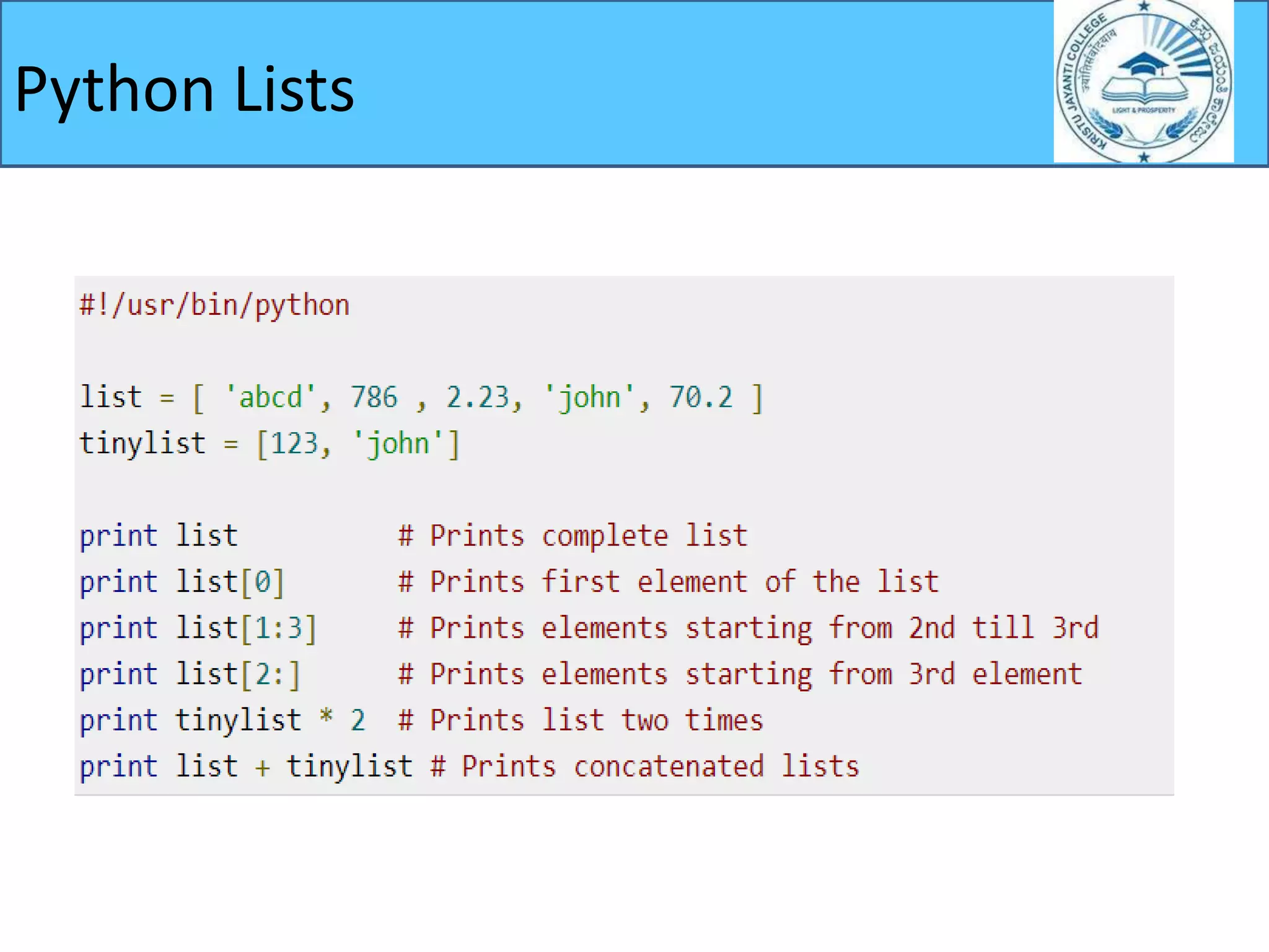 Python Lists
 