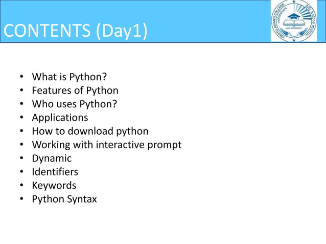 Introduction to python | PPT