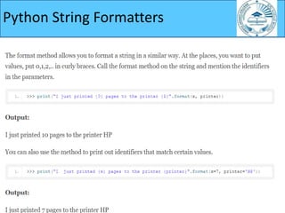 Python String Formatters
 