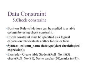 Data Constrain Examples datatypes - constraints in database system | PDF