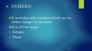 Data types and operators | PPTX | Programming Languages | Computing