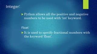Data types and operators | PPTX | Programming Languages | Computing