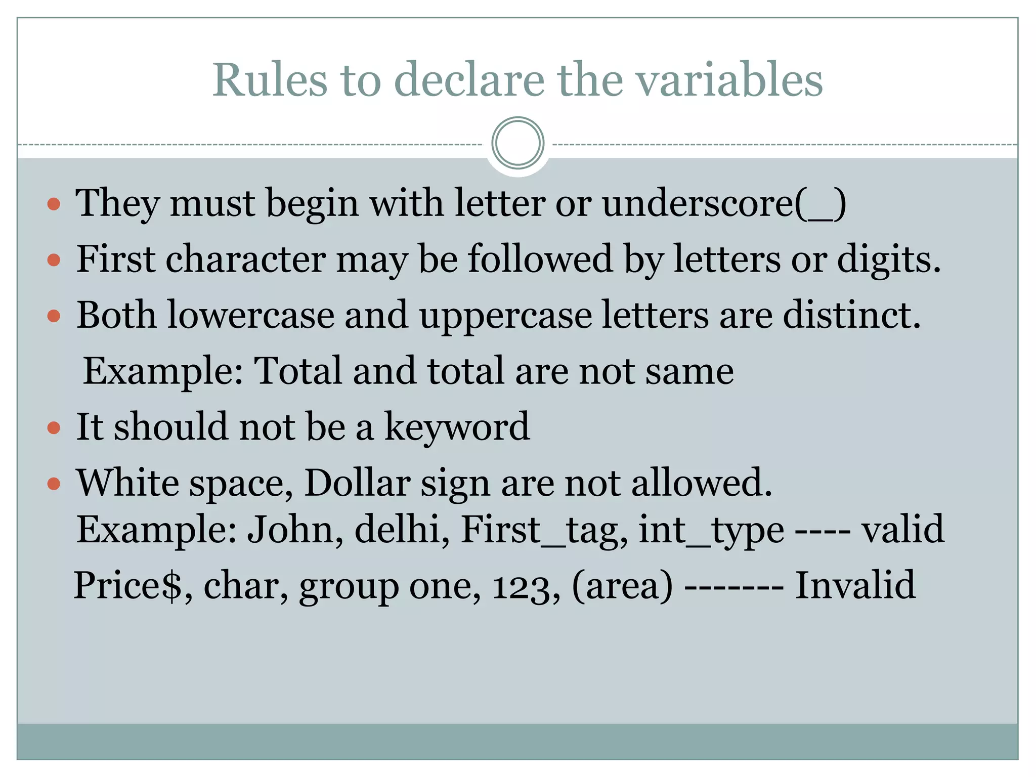 Data Types and Variables In C Programming | PPTX