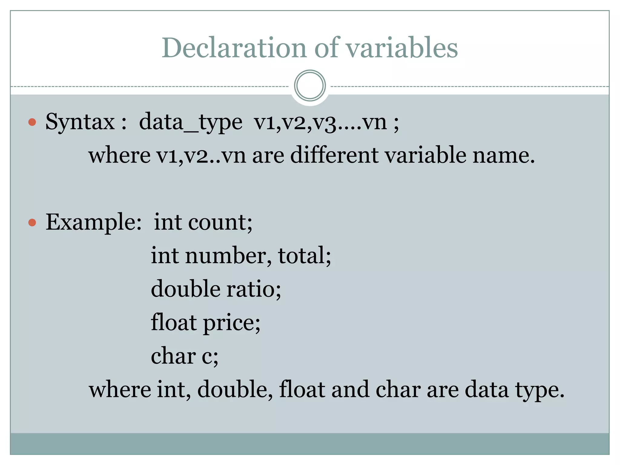 Data Types and Variables In C Programming | PPTX