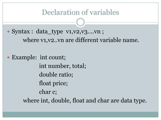 Data Types and Variables In C Programming | PPT | Free Download