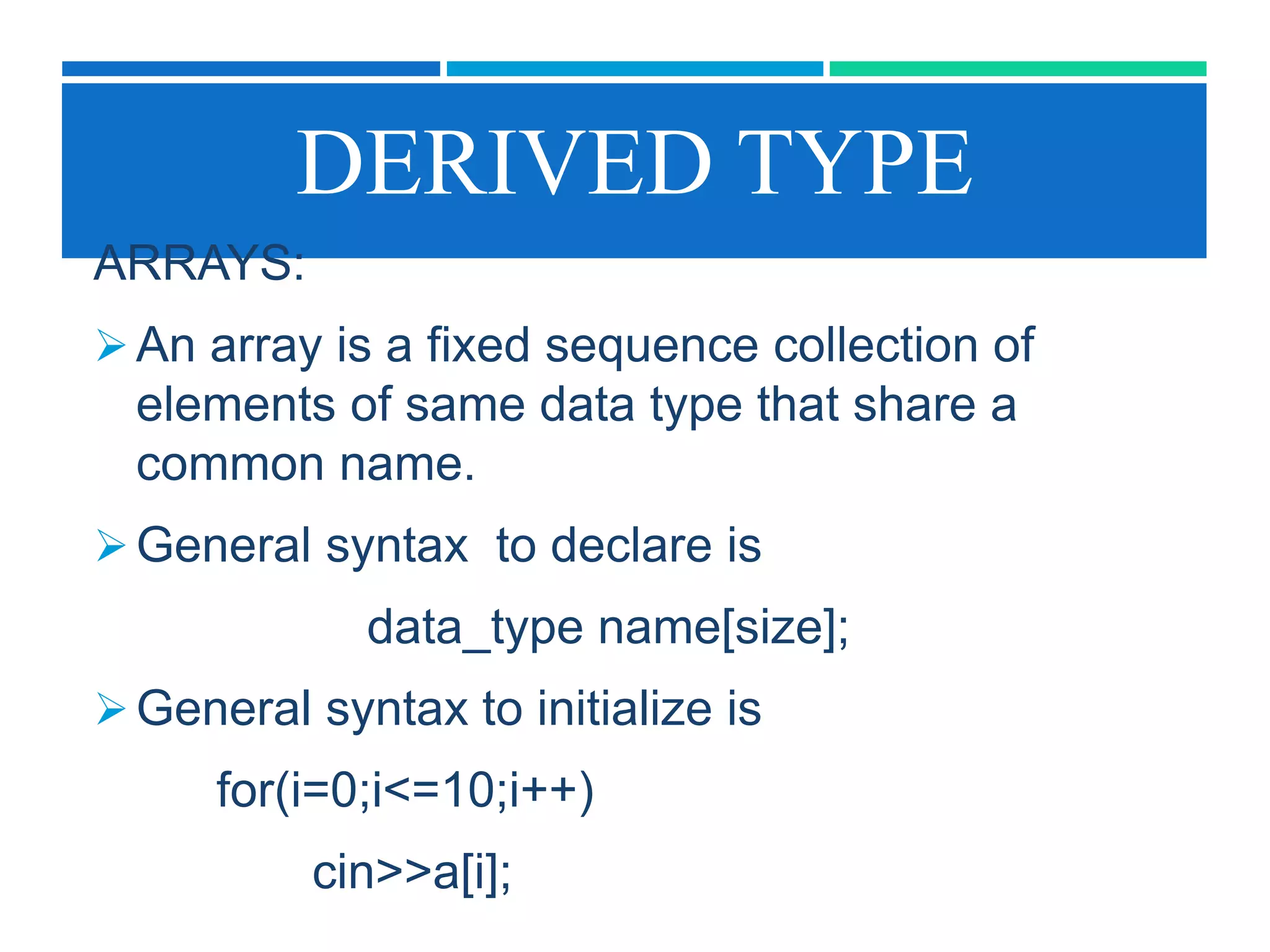 Data types in c++ | PPTX | Programming Languages | Computing