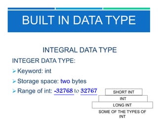Data types in c++ | PPTX | Programming Languages | Computing