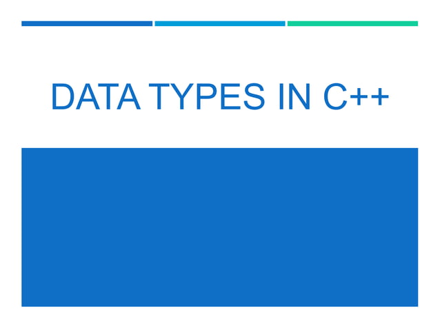 Data types in c++ | PPT