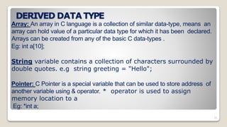 Datatypes in c | PPTX | Programming Languages | Computing