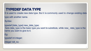 Datatypes in c | PPTX | Programming Languages | Computing