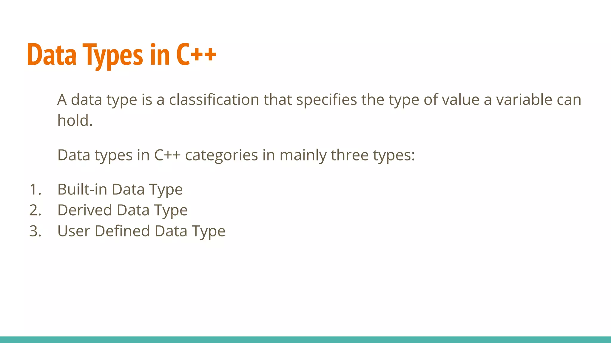 Data types in c++ | PPT