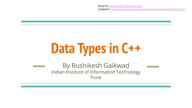 Data types in c++ | PPT