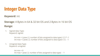 Data types in c++ | PPT