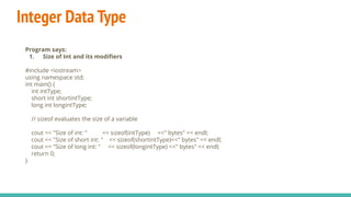Data types in c++ | PPT