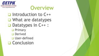 Datatypes in C++.pptx | Free Download