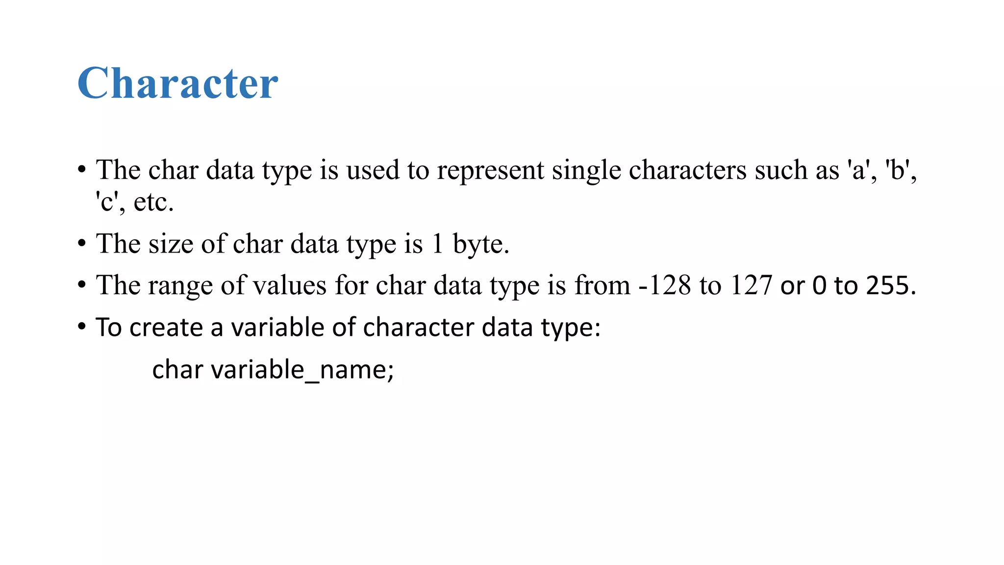 Data Types in C language | PPT