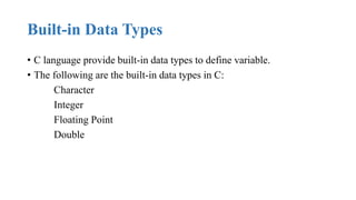 Data Types in C language | PPT
