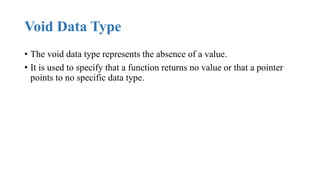 Data Types in C language | PPT image.