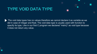 Data types in C | PPTX image.