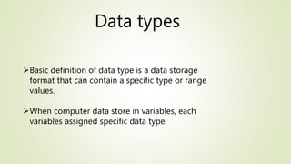Data types in C language | PPT