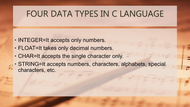 Data types in c language | PPTX | Programming Languages | Computing