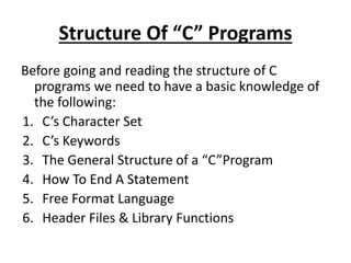 C PROGRAMMING LANGUAGE.pptx | Programming Languages | Computing