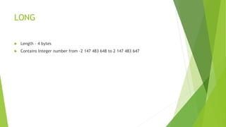 Data types in excel | PPTX