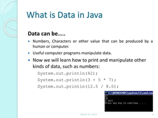 Data types, Variables, Expressions & Arithmetic Operators in java | PPSX