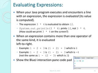 Data types, Variables, Expressions & Arithmetic Operators in java | PPSX