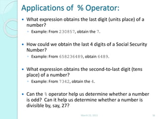 Data types, Variables, Expressions & Arithmetic Operators in java | PPSX