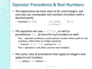 Data types, Variables, Expressions & Arithmetic Operators in java | PPSX
