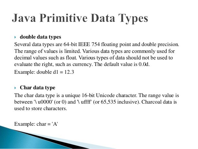 Data types in java