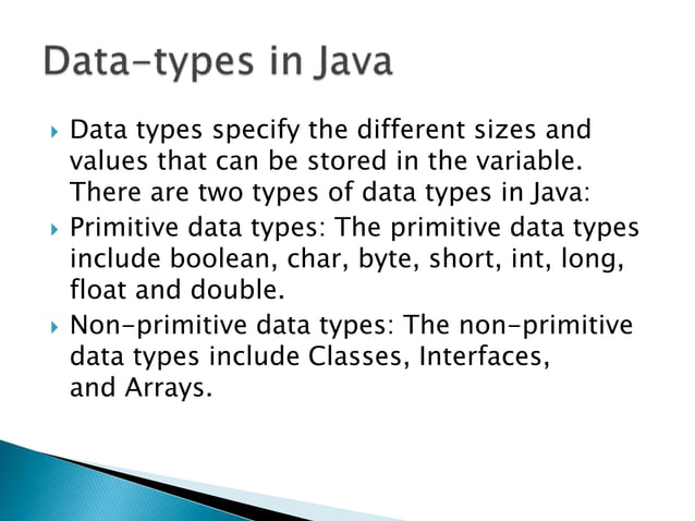 Data types in java | PPT