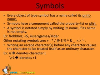 LISP: Data types in lisp | PPT