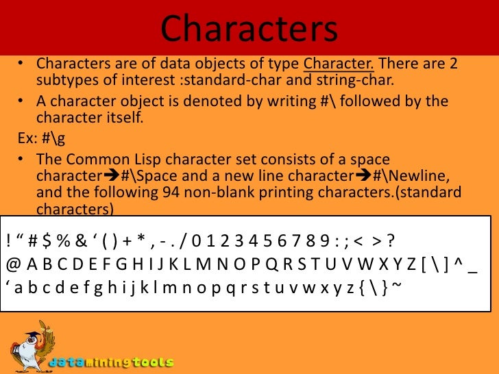 LISP: Data types in lisp
