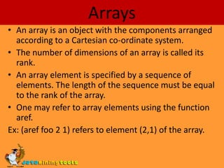 LISP: Data types in lisp | PPTX