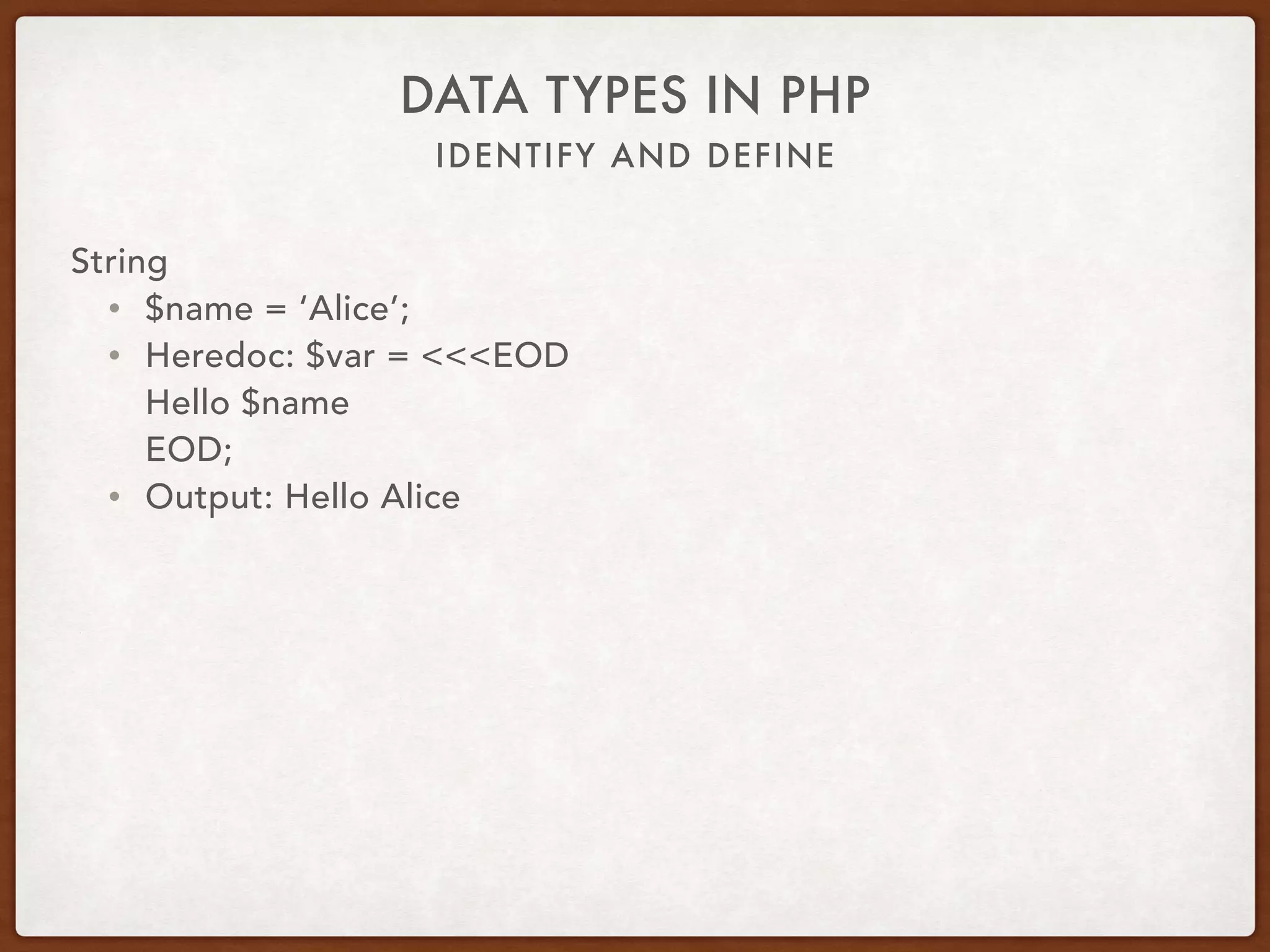 Data Types In PHP | PPT