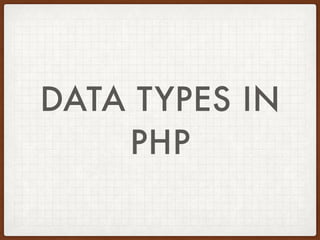 UPHPU
DATA TYPES IN PHP
• Third Thursday of each month at 7pm
• Venue is Vivint in Lehi (3401 Ashton Blvd)
• Variety of PHP related topics
• Mostly local speakers, occasional traveling speaker
• Networking with other developers, companies
• Professional development
• uphpu.org
 