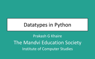 Datatypes in python | PPT