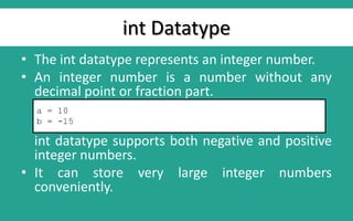 Datatypes in python | PPT