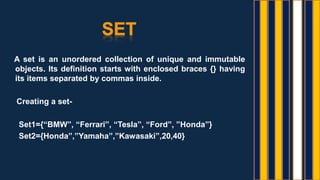 Data types in python | PPTX | Programming Languages | Computing
