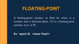 Data types in python | PPTX | Programming Languages | Computing