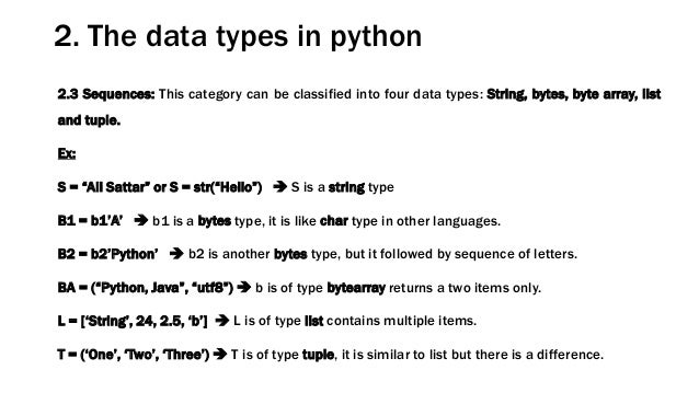 Data types in python lecture (2)